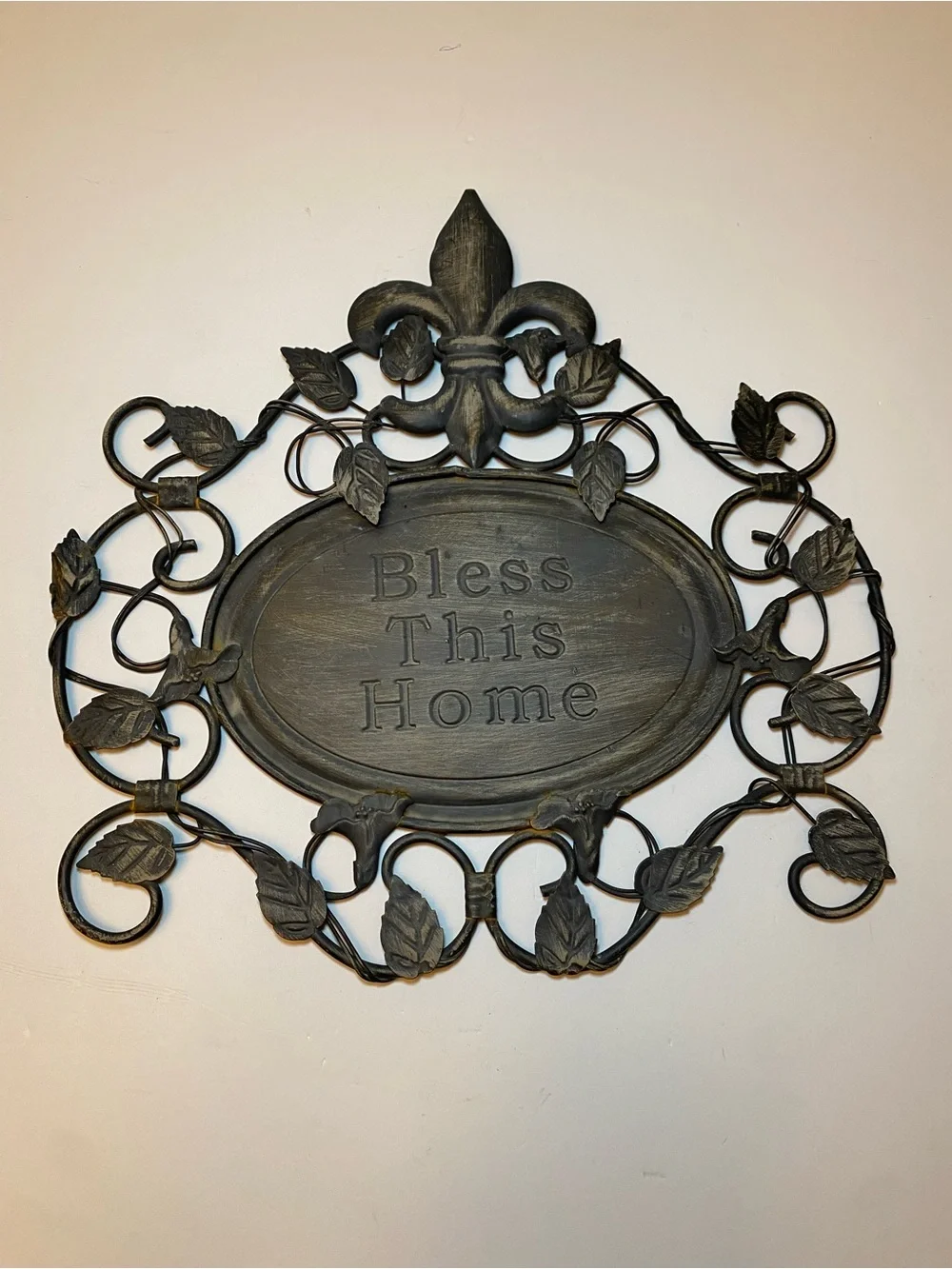 Bless This Home Wall Plaque - Black, gray and brown tent. 14.5x14.5
